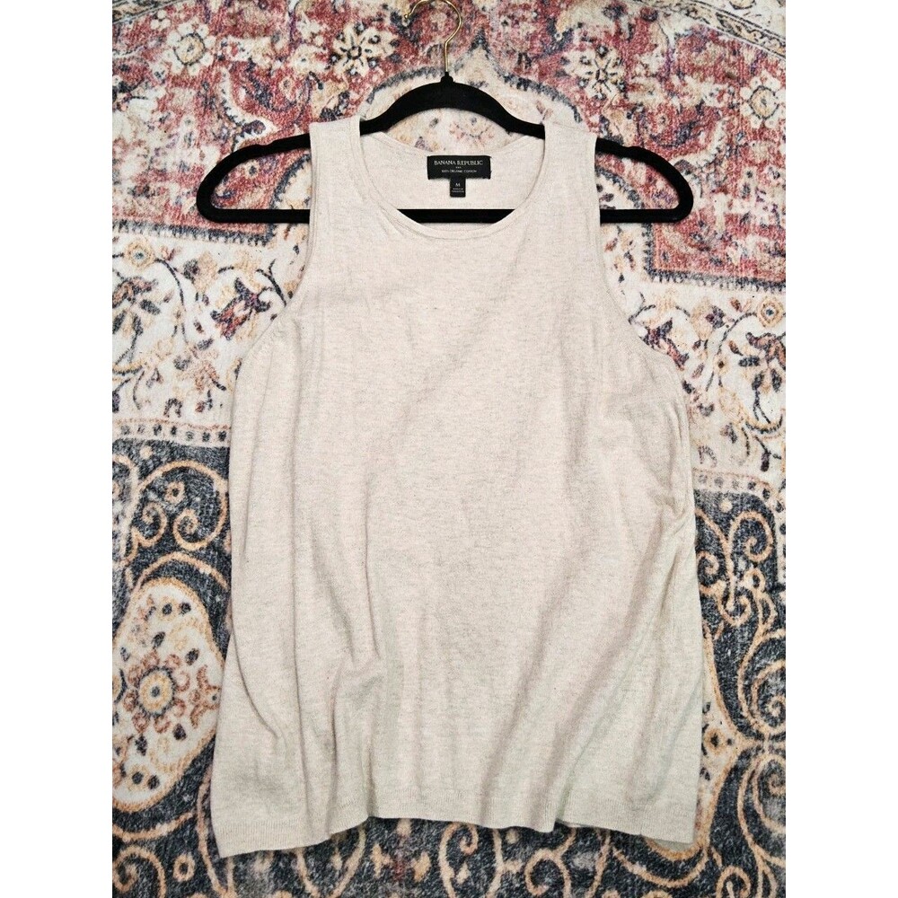 Banana Republic Organic Cotton Tank Oatmeal Color Minimalist Granola Capsule
